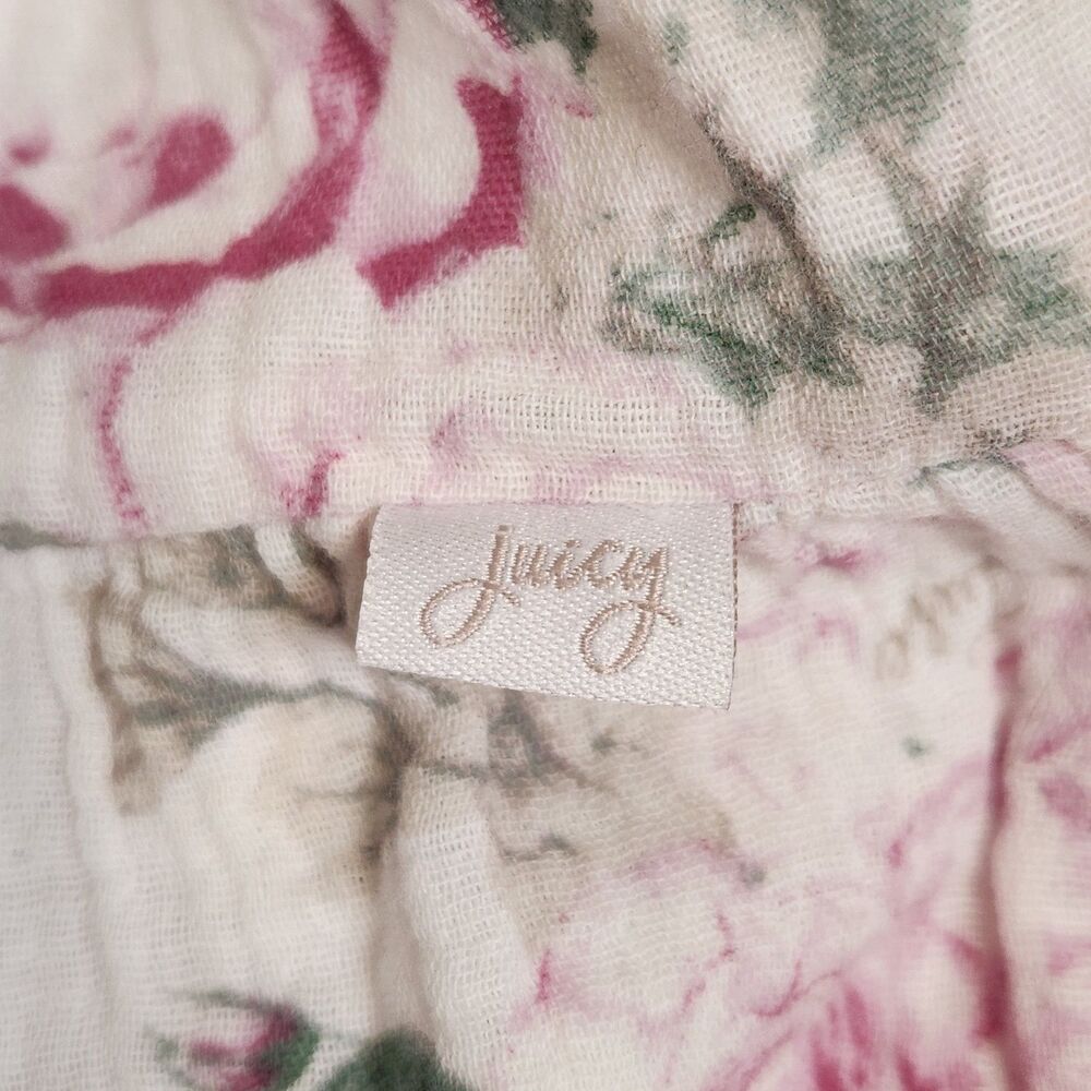 Juicy Couture Pink Rose Floral Cotton Gauze Tiered Dress Girls 3T Cottagecore - Picture 3 of 10